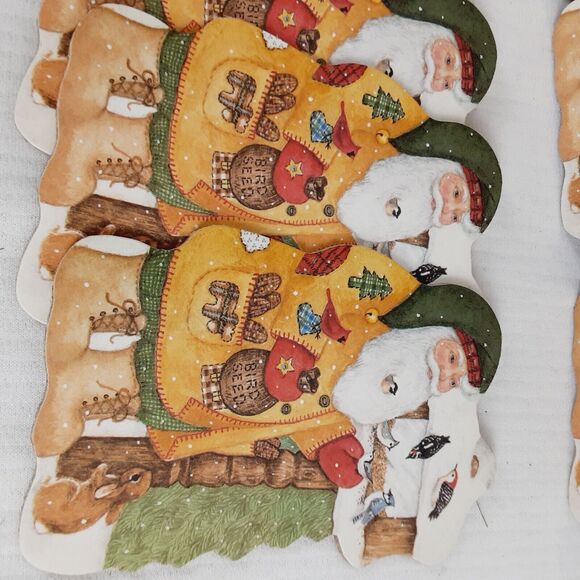 Christmas Corkboard Coasters 9pc Old St Nicholas Santa Clause Primitive Birds - Picture 4 of 12